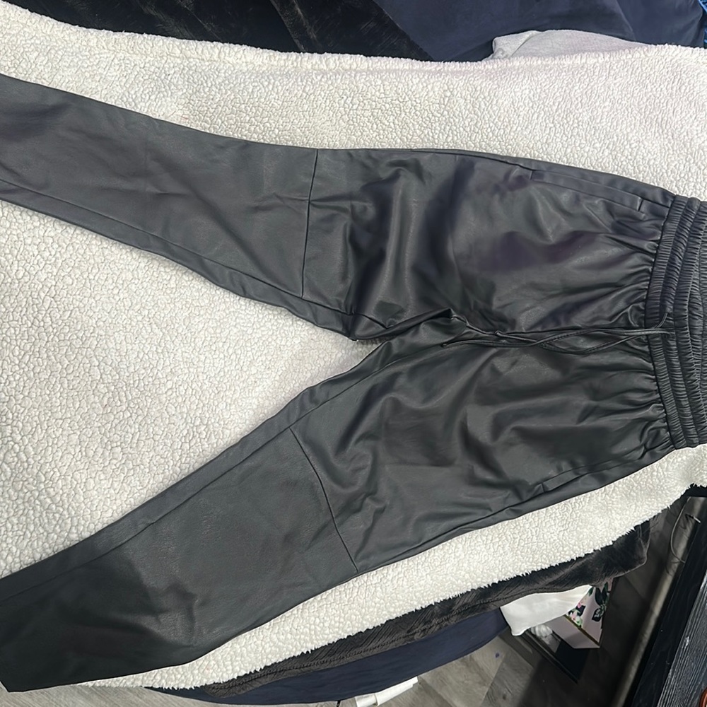 Faux leather joggers